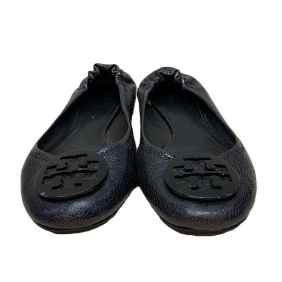 Tory Burch Sparkling Glitter Navy/Black Leather Women's Ballet Flats size- 9 - Picture 1 of 6
